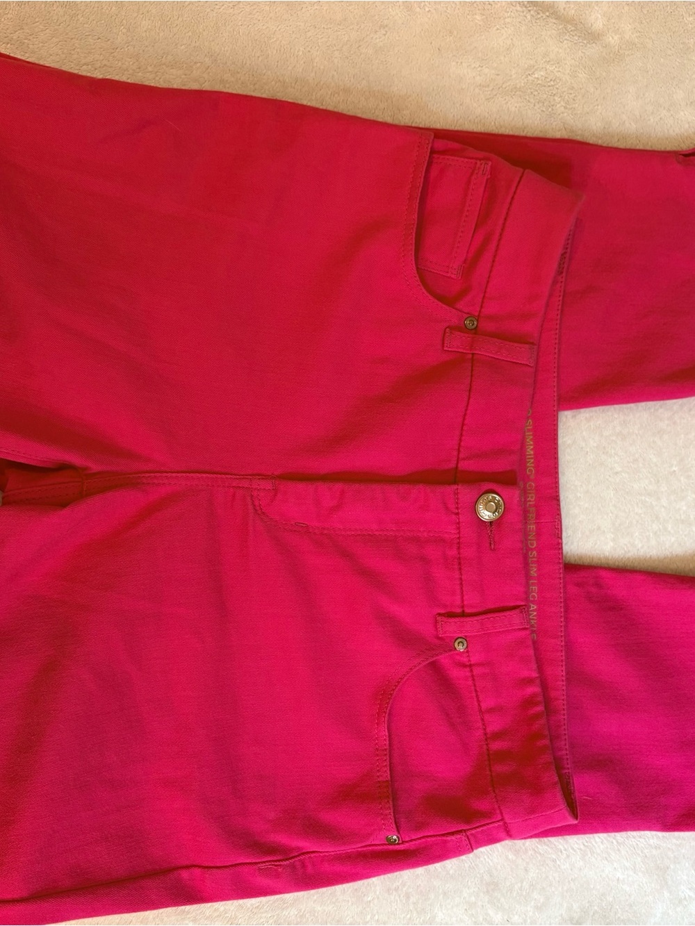 Chico's Hot Pink Stretch So Slimming Girlfriend Slim Leg Ankle Jeans Sz 6 - Picture 7 of 13